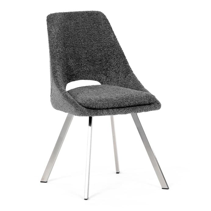 Elegantní šedá jídelní židle RINA s broušenými kovovými nohami (vzorek z prodejny)