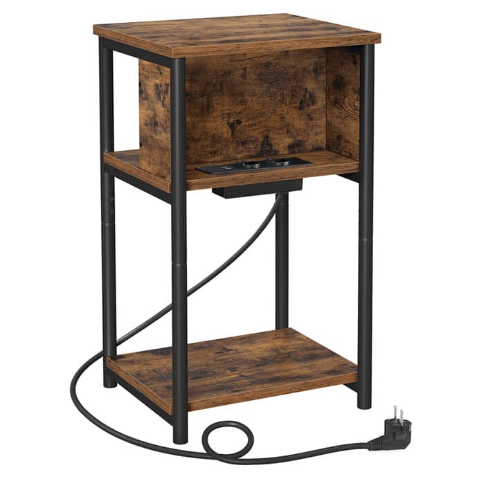Industriální odkládací stolek FORGE s USB a zásuvkou – MDF, 30x34x58cm Autronic - náhled 2