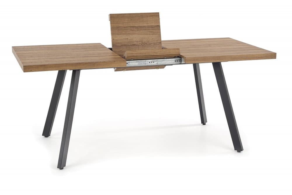 Jídelní rozkládací stůl BERLIN – 140x85x76 (+40), ořech, černá Halmar