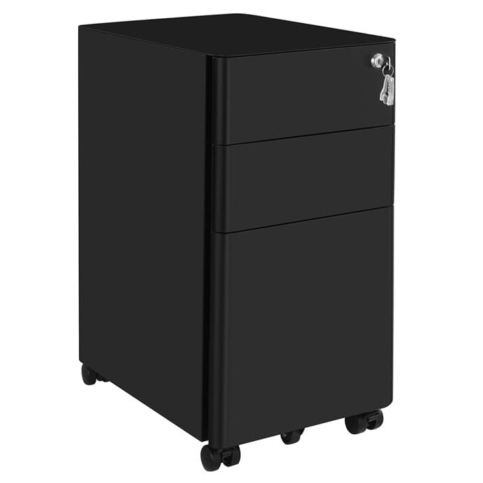 Pojízdný kancelářský kontejner STAL – kov, černá, 3 zásuvky Autronic - náhled 2