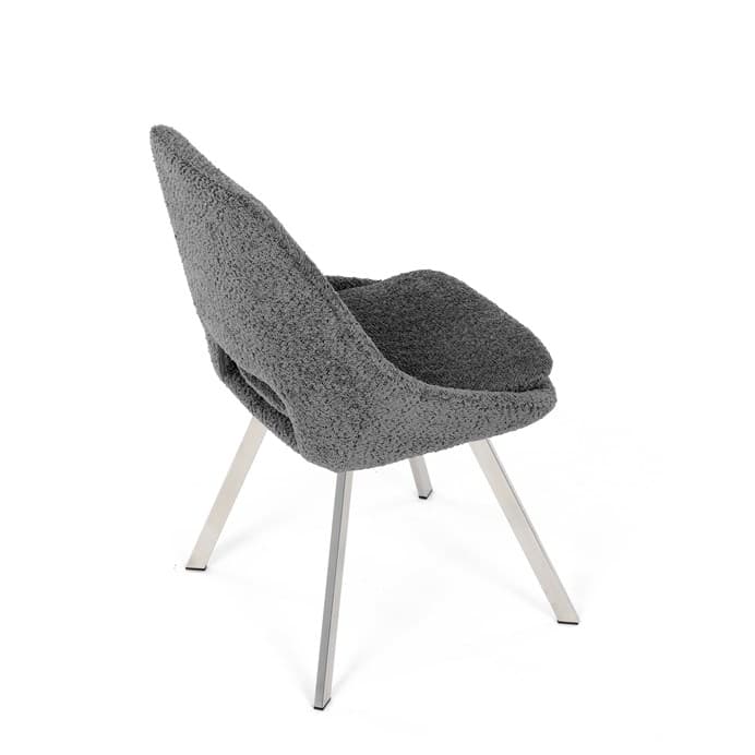 Elegantní šedá jídelní židle RINA s broušenými kovovými nohami (vzorek z prodejny) - náhled 4