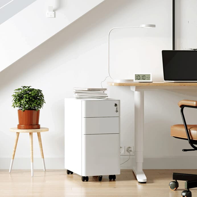 Pojízdný kancelářský kontejner STAL – kov, bílá, 3 zásuvky Autronic