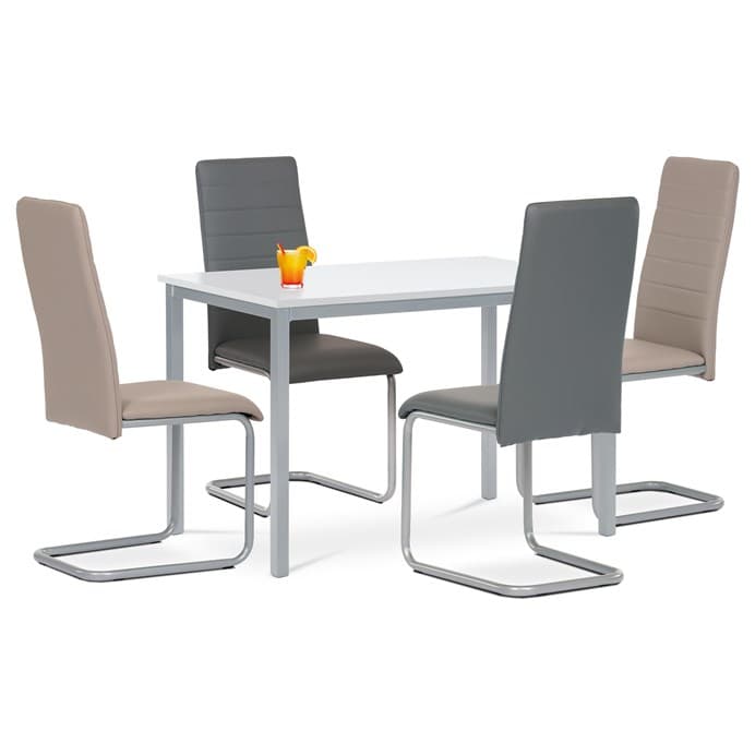 Jídelní stůl TOMSO – 110x70 cm, MDF bílá / šedý lak Autronic