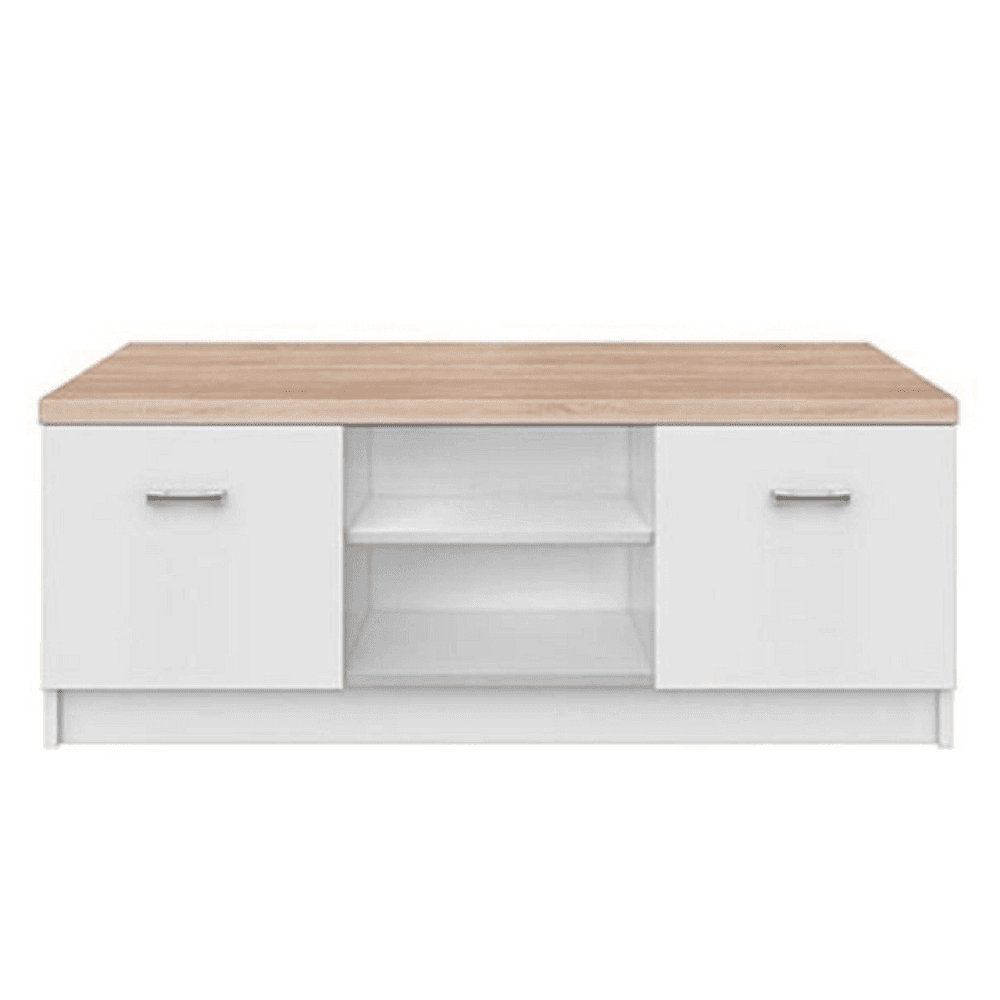 TV stolek TOPTY — 120x42x46, dub sonoma, bílá Kondela