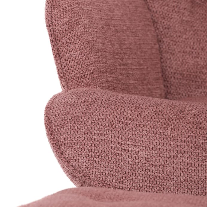 Luxusní relaxační křeslo NUVOLA s taburetem – vodoodpudivá, sametová, růžová látka Autronic - náhled 4