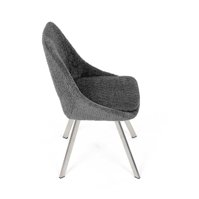 Elegantní šedá jídelní židle RINA s broušenými kovovými nohami (vzorek z prodejny) - náhled 3