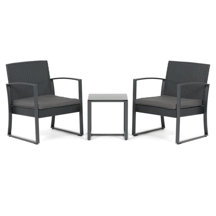 Zahradní set SIESTA – 1+2 s polyratanem a skleněnou deskou, šedá, Autronic - náhled 3