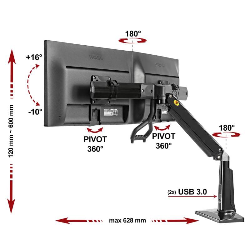 Stolní držák na dva monitory NB F27B - náhled 4