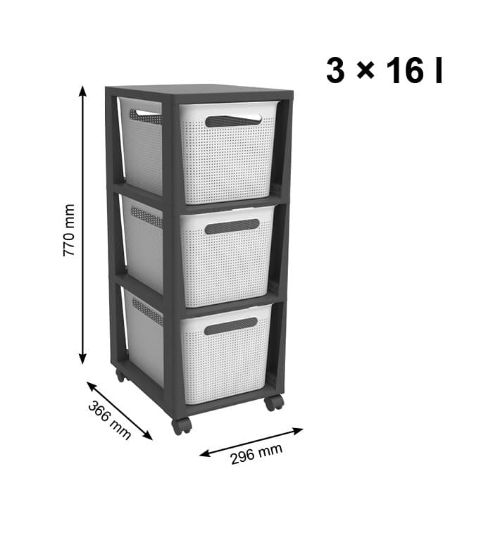 BRISEN komoda 3x16 L - antracit/bílá - náhled 2