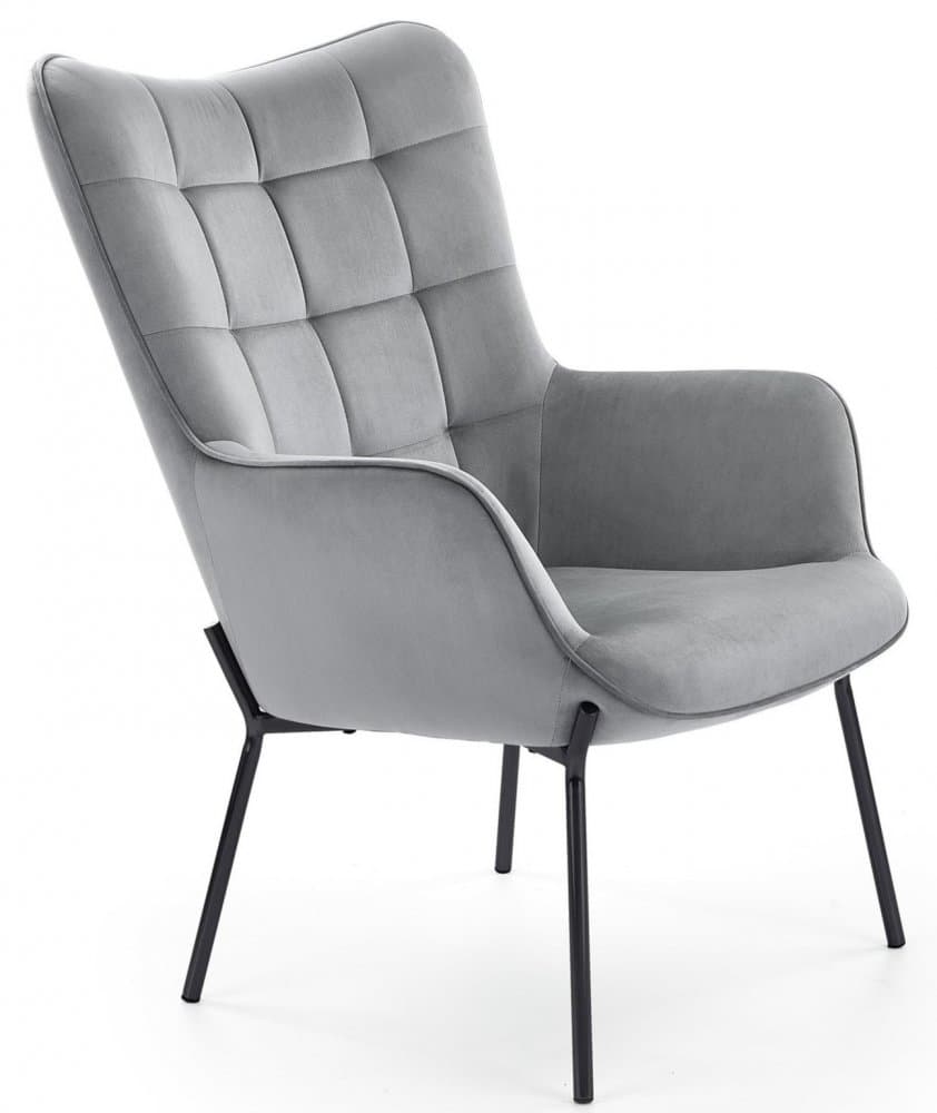 Designové relaxační křeslo CASTEL— kov, látka, více barev Šedá - náhled 4