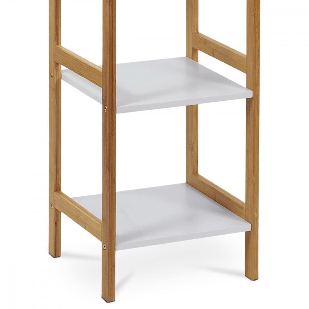 Regál, 5 polic, masiv bambus, přírodní odstín, MDF, bílý matný lak, nosn. 15 kg Autronic - náhled 3