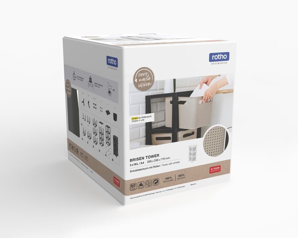 BRISEN komoda 3x16 L - antracit/bílá - náhled 3