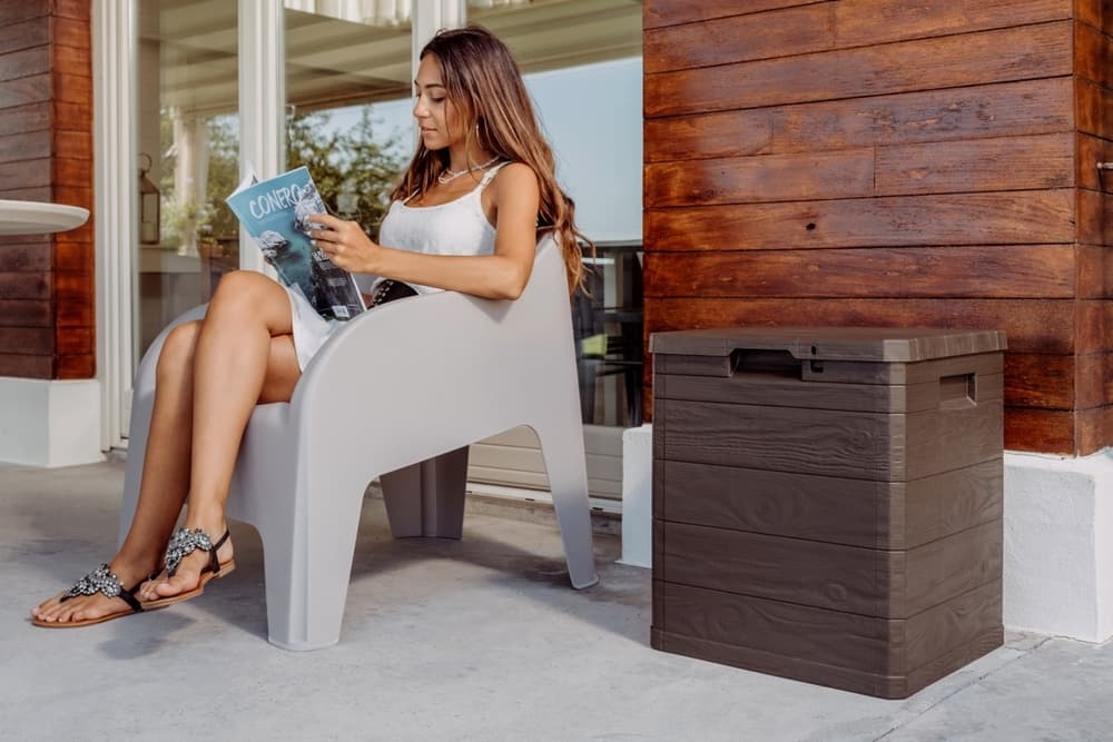 WOODYS zahradní plastový úložný box 90 L - hnědá - náhled 5