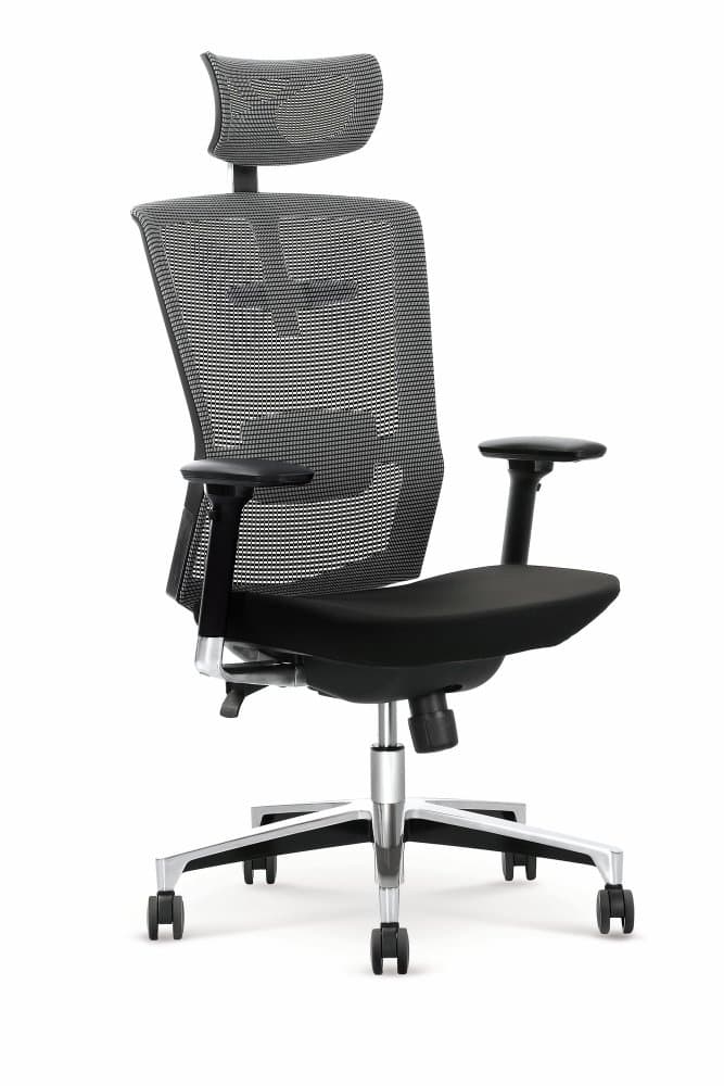 Kancelářská ergonomická židle AMBASSADOR – látka, šedá/černá Halmar