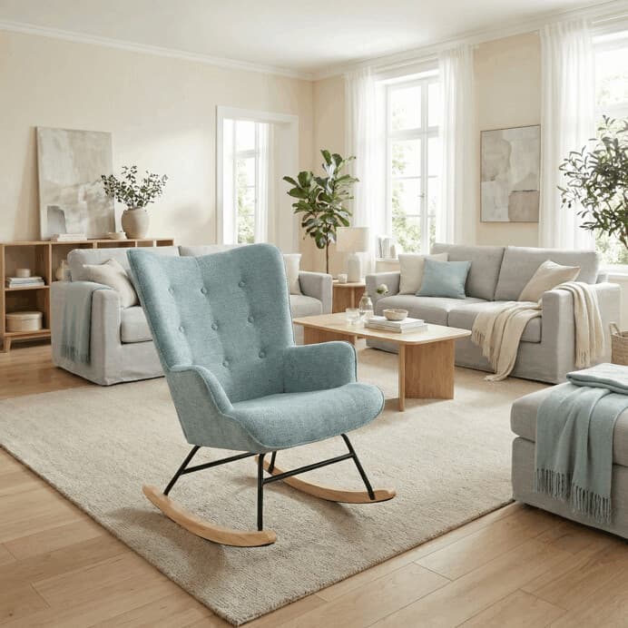 Houpací křeslo YAO – modrá, látka, ergonomický design Autronic