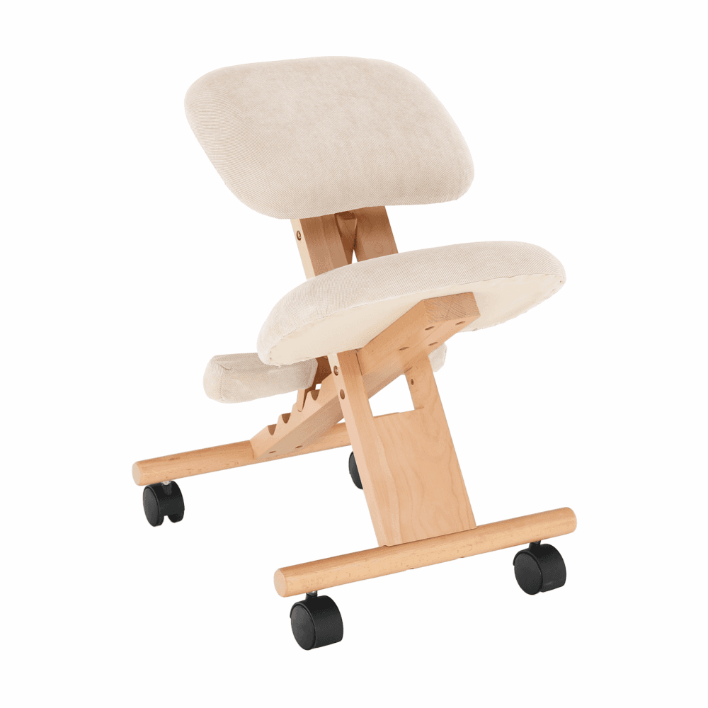 Ergonomická klekačka GROCO – krémová látka, dřevo buk, Kondela - náhled 2