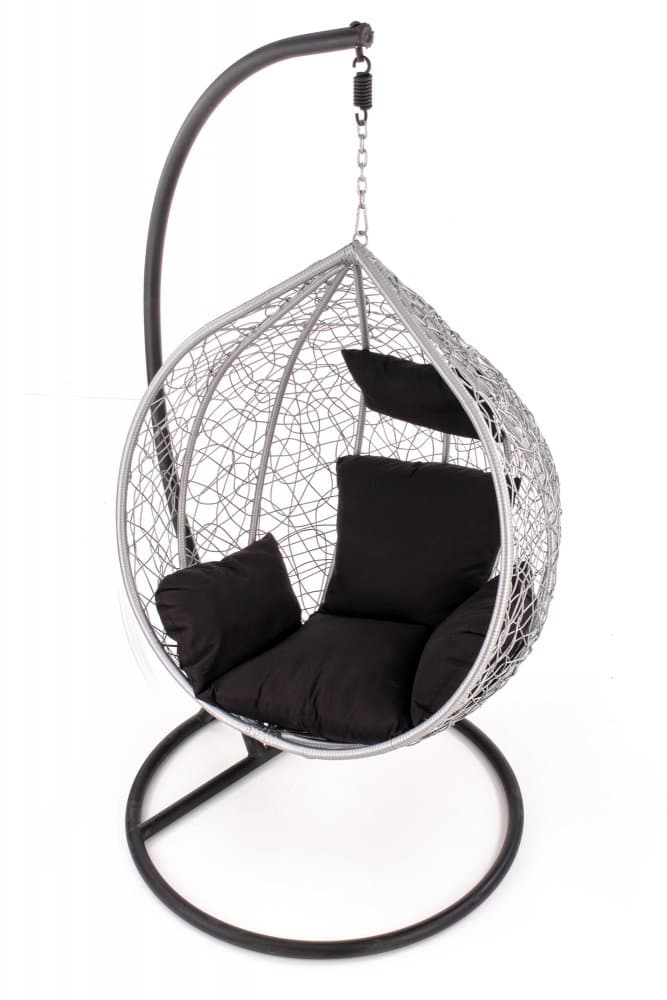 Zahradní závěsné křeslo EGGY – kov/umělý ratan, šedá / černá, nosnost 150 kg Halmar - náhled 2