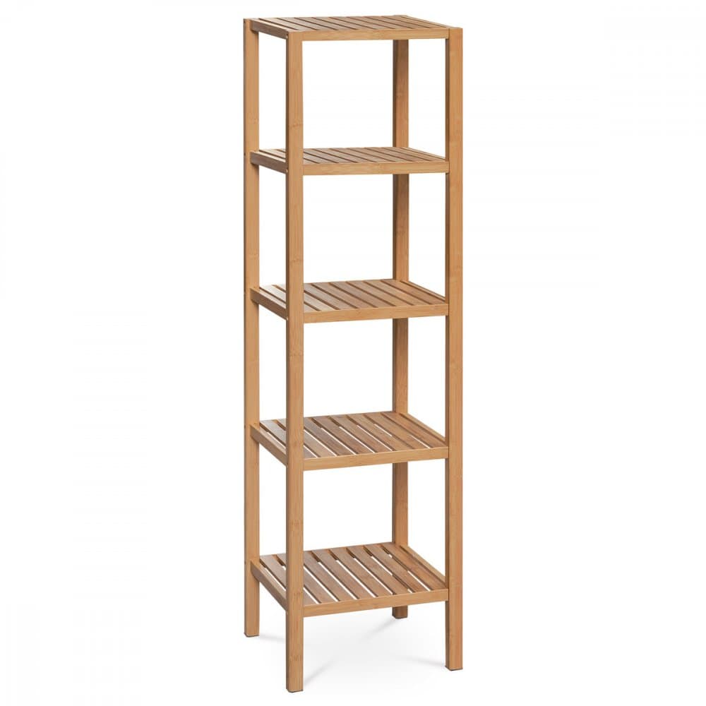 Regál, 5 polic, masiv bambus, přírodní odstín, nosnost 15 kg Autronic