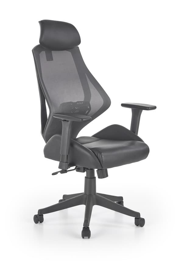 Kancelářská ergonomická židle HASEL — ekokůže/síť, černá Halmar