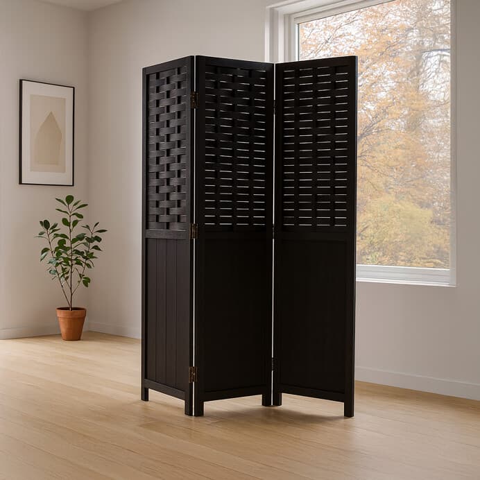 Elegance v prostoru: Černý dřevěný paraván LIVARO Autronic - náhled 2