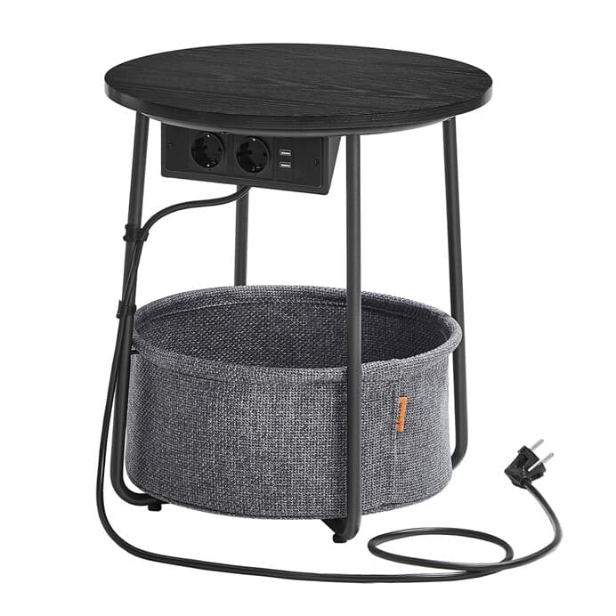 Odkládací stolek FLOW s USB a zásuvkou – černý MDF, 45x45x50cm Autronic - náhled 2