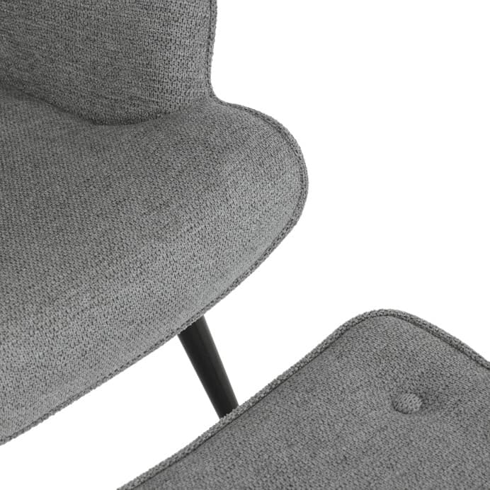 Luxusní relaxační křeslo NUVOLA s taburetem – vodoodpudivá, sametová, šedá látka - náhled 5