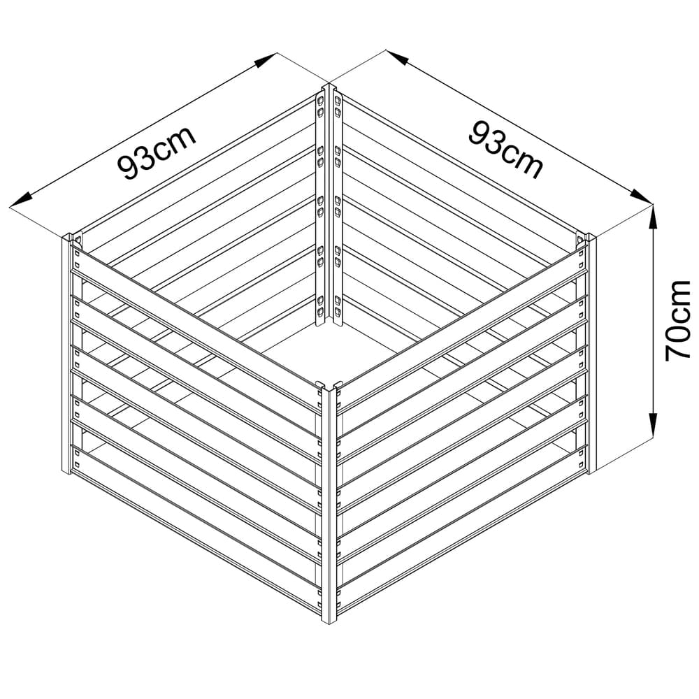 Kompostér plechový 560L 93x93x70cm - náhled 5