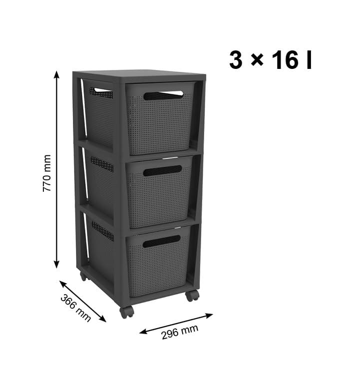 BRISEN komoda 3x16 L - antracit - náhled 4
