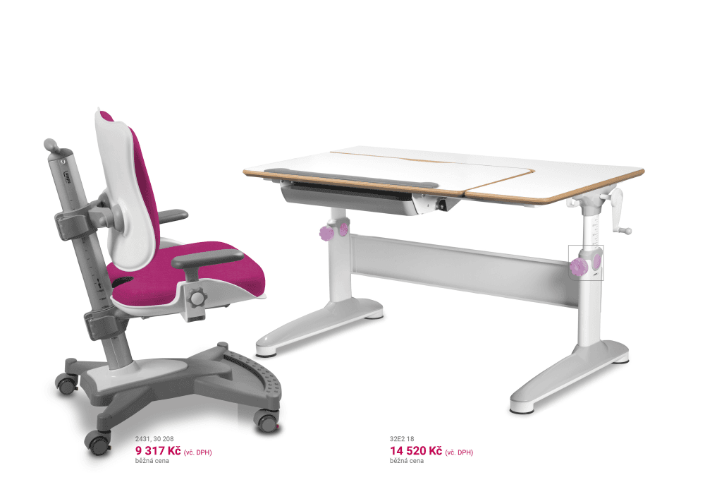 Dětský set MyChamp EXPERT - růžový, set židle + stůl Mayer