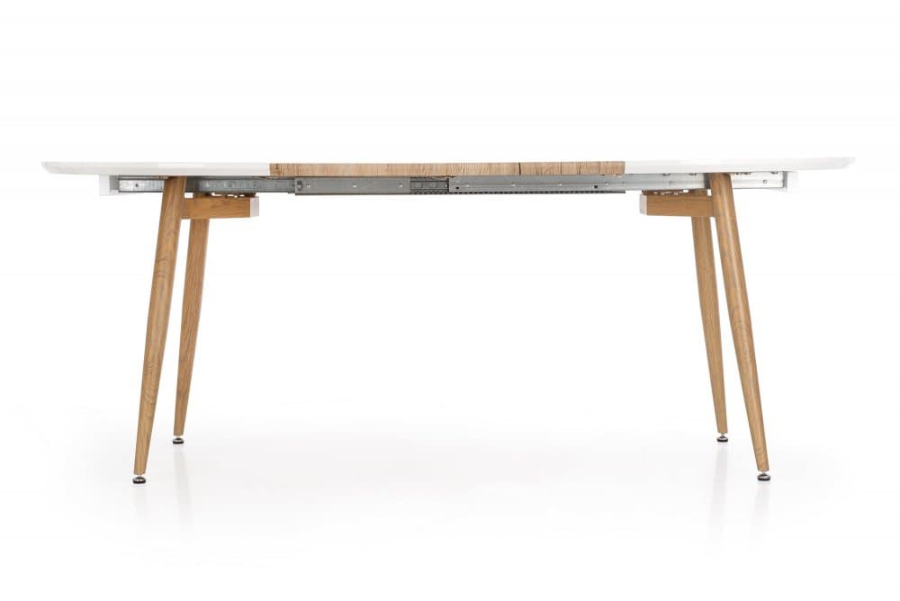 Jídelní kulatý rozkládací stůl CALIBER – 160x90x76 (40) dub sonoma, bílý Halmar - náhled 4