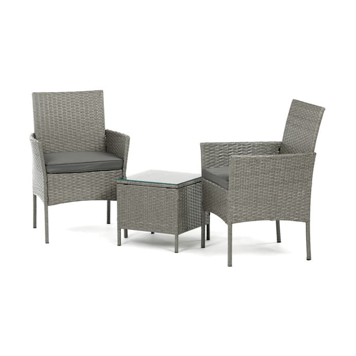 Zahradní set CAFEA 1+2 – šedý polyratan, tvrzené sklo, Autronic - náhled 3