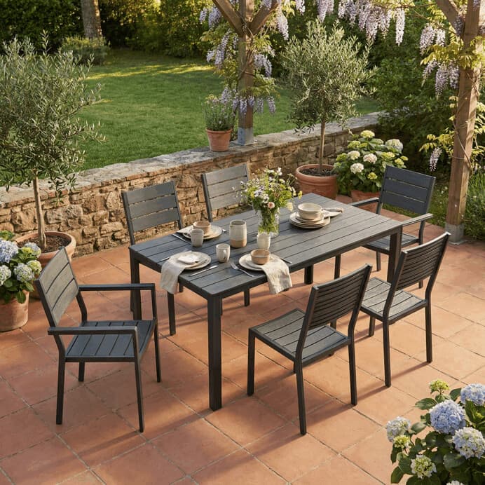 Zahradní sestava VERANDA – polywood, šedá, Autronic