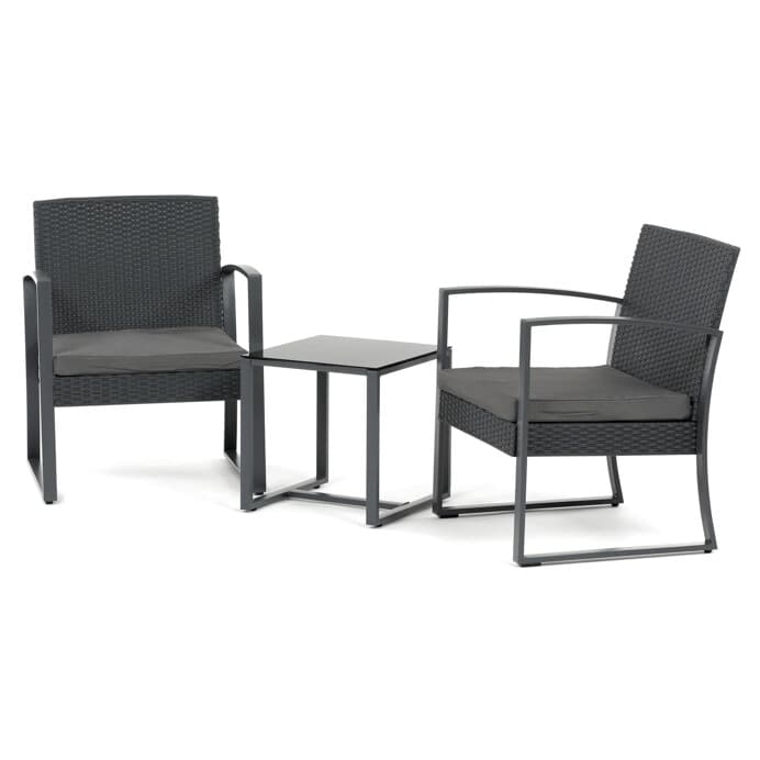 Zahradní set SIESTA – 1+2 s polyratanem a skleněnou deskou, šedá, Autronic - náhled 2