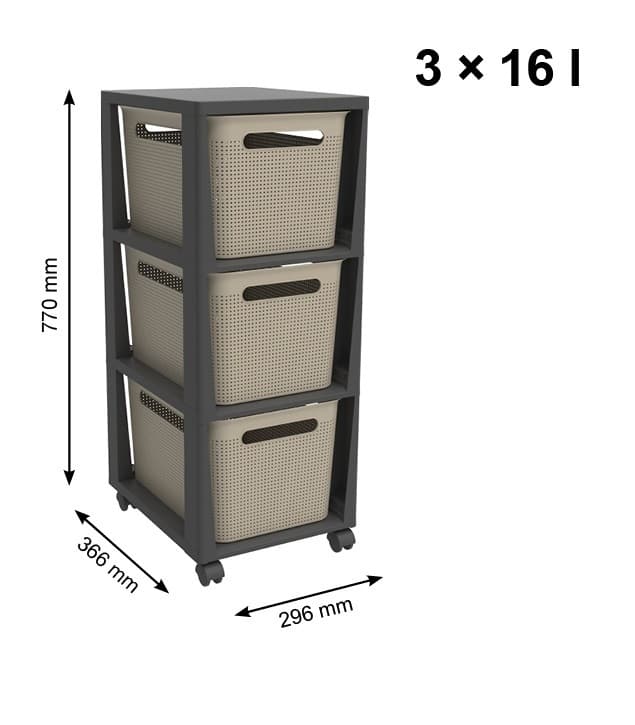BRISEN komoda 3x16 L - antracit/cappuccino - náhled 5