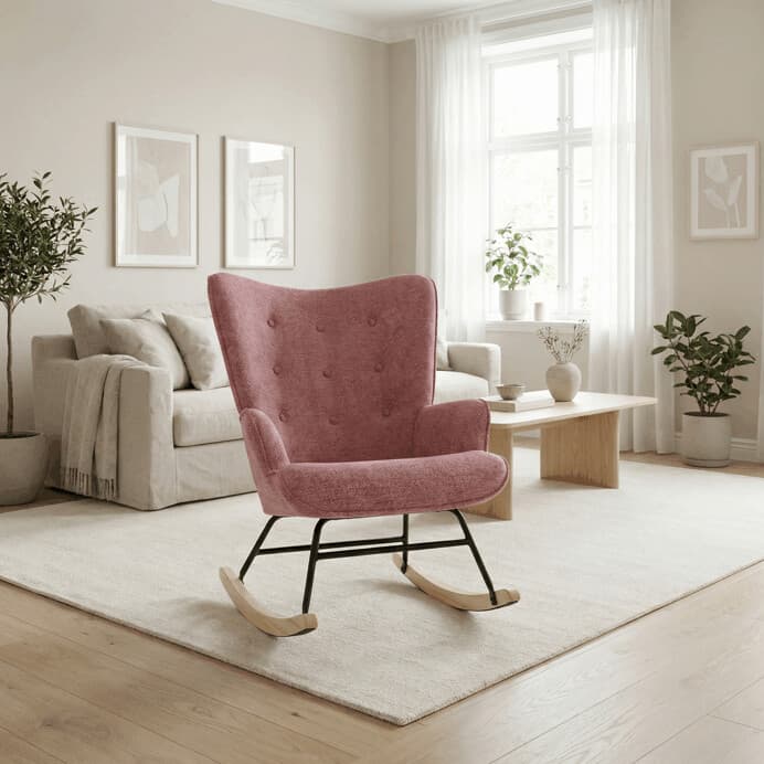 Houpací křeslo YAO – růžová, látka, ergonomický design Autronic