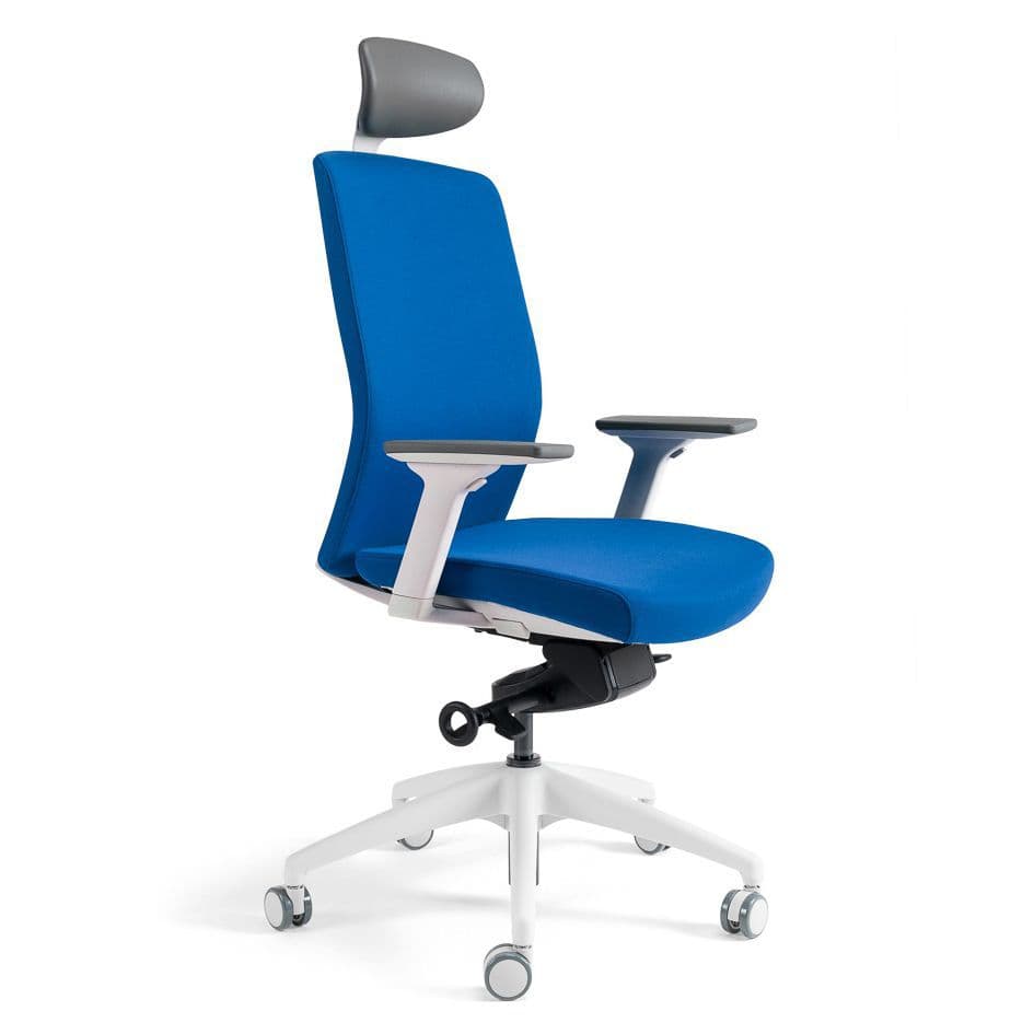 Kancelářská ergonomická židle BESTUHL J2 WHITE SP — více barev, s podhlavníkem Modrá 214