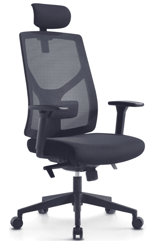 Kancelářská ergonomická židle ARES s podhlavníkem — síť, černý plast, nosnost 120 kg MERCURY STAR