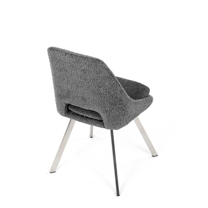 Elegantní šedá jídelní židle RINA s broušenými kovovými nohami (vzorek z prodejny) - náhled 5