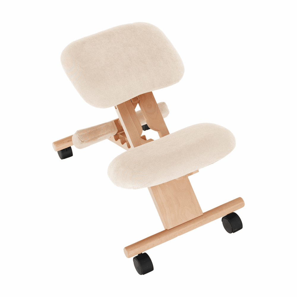 Ergonomická klekačka GROCO – krémová látka, dřevo buk, Kondela - náhled 3
